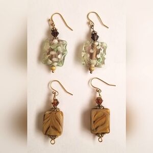 HANDCRAFTED BEADED PIERCED EARRINGS W/ 14 KT GOLD PLATED FRENCH EAR WIRES - NEW!